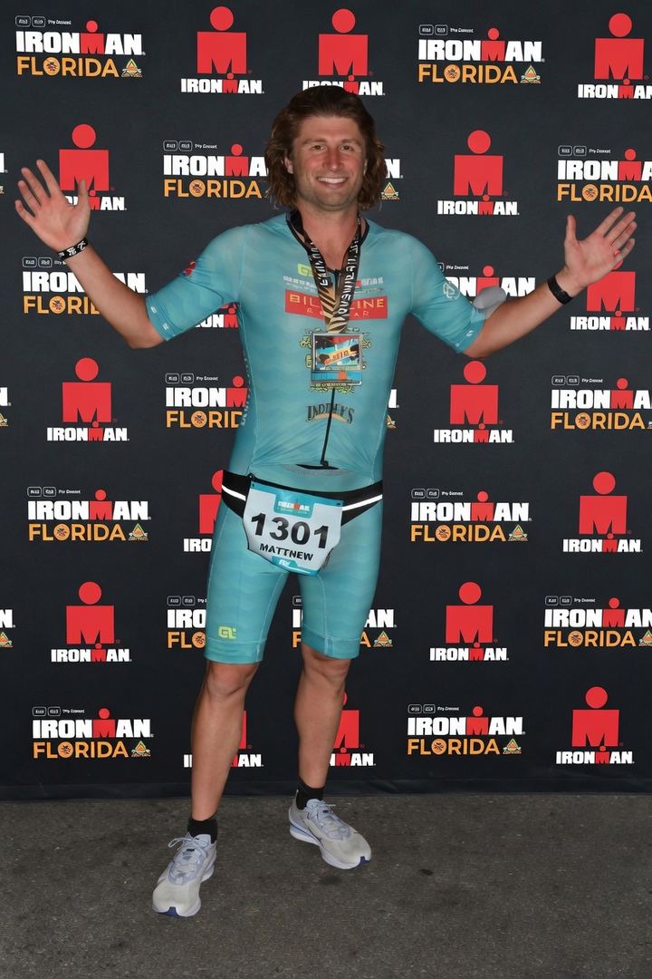 Matthew, founder of Sorgente, at the Ironman Florida finish
